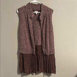 LOGO by Lori Goldstein Mauve and Brown Layered Vest